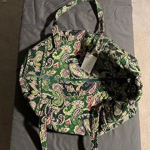 Vera Bradley travel duffel in green, pink and white paisley